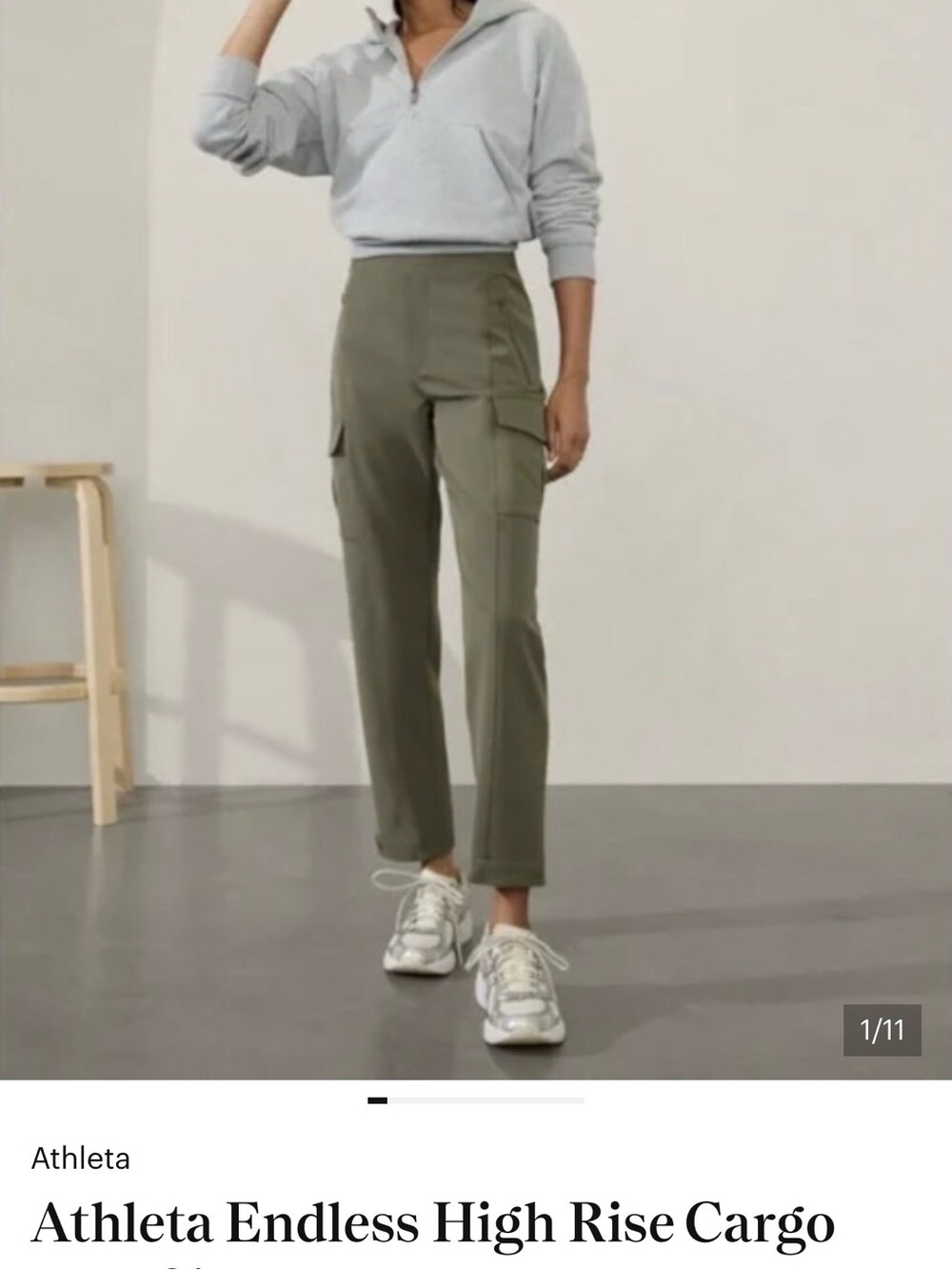 Athleta Olive High-Rise Cargo Joggers